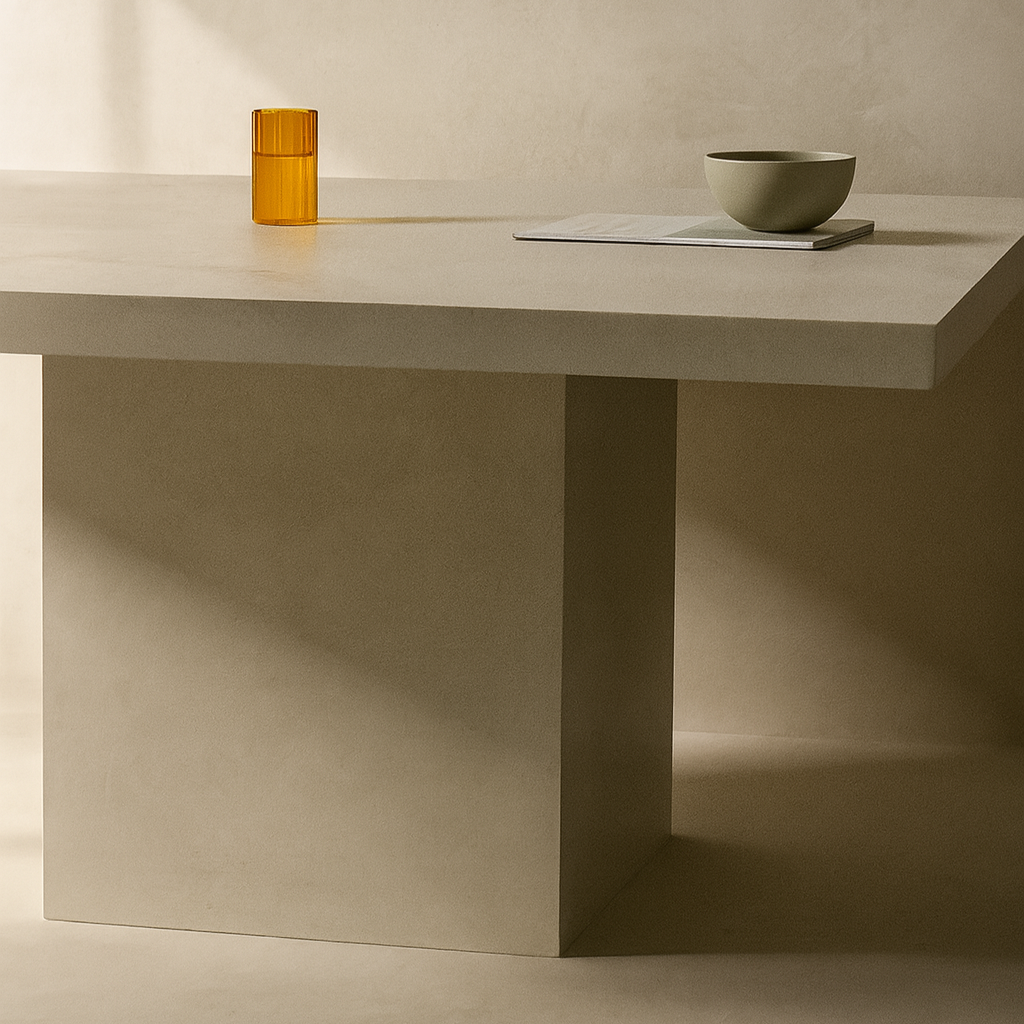 BLOC Concrete Dining Table - Square Monolithic Design | Edje Concrete