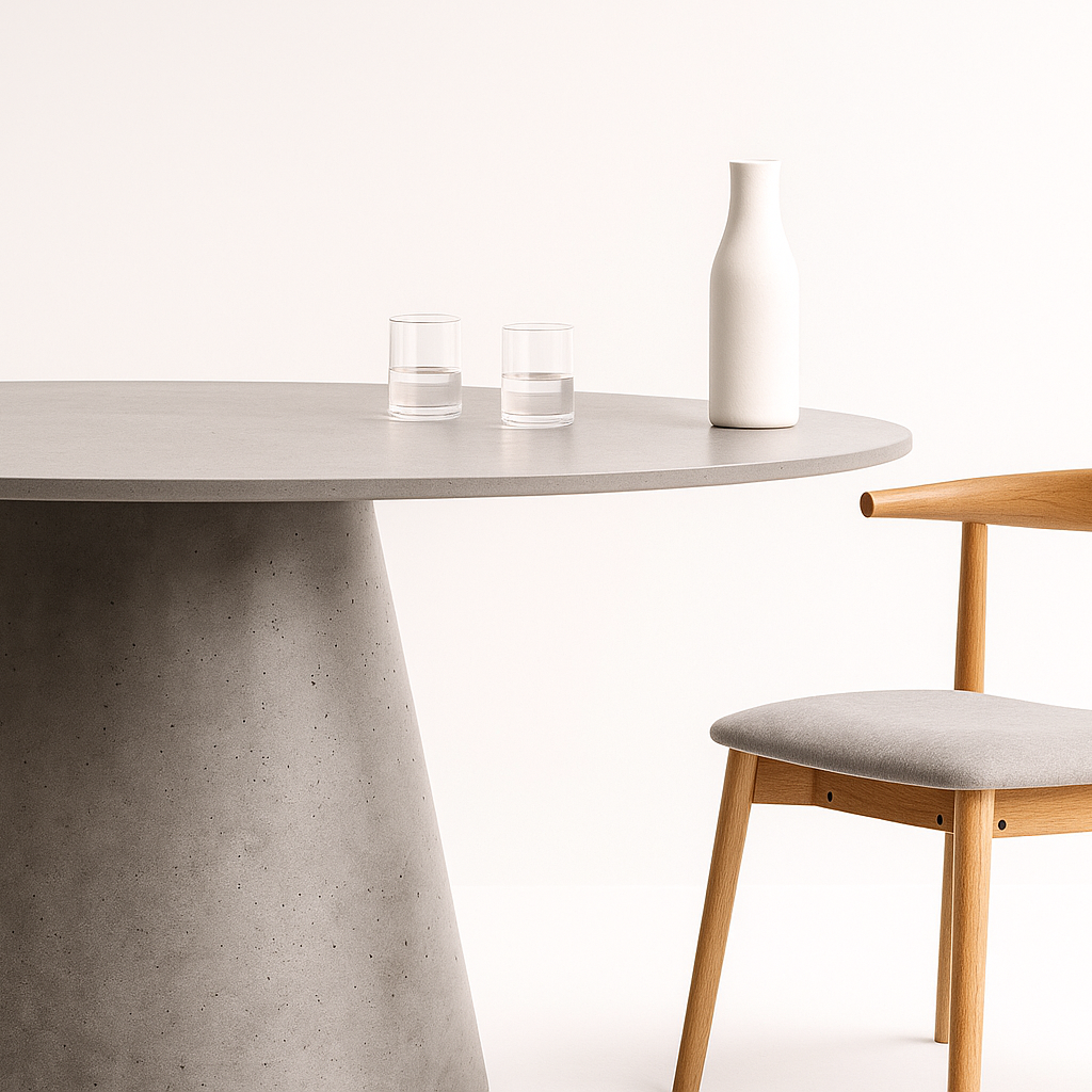 Vara Concrete Dining Table - Round Shark-Nose Design | Edje Concrete