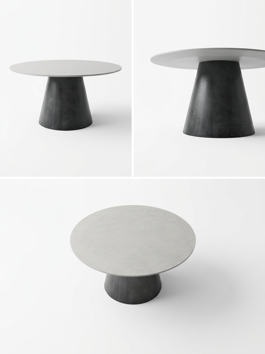 Vara Concrete Dining Table - Round Shark-Nose Design | Edje Concrete